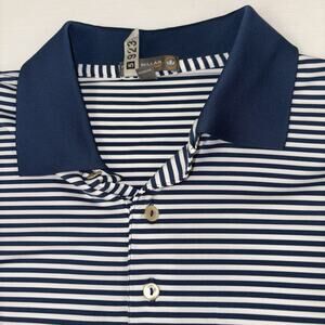 Peter Millar Shirt Mens L Blue White Navy Striped Performance Summer Comfort Pol